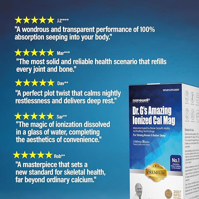 Dr. G's Amazing Ionized Cal Mag 2,860mg (Premium) - Bone Strength and Bone Health Supplement with Ionized Calcium & Magnesium Powder Stick Packs - 10 Sticks x 3 Packs (30 Count)