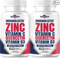 (2 Pack) Zinc Quercetin Vitamin C 800 mg with Vitamin D3 Antioxidant Immune Support High Potency Quercetin Zinc Supplement for Men and Women - Gluten, Soy, & Dairy Free - 120 Count (Twin Pack)