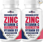 (2 Pack) Zinc Quercetin Vitamin C 800 mg with Vitamin D3 Antioxidant Immune Support High Potency Quercetin Zinc Supplement for Men and Women - Gluten, Soy, & Dairy Free - 120 Count (Twin Pack)