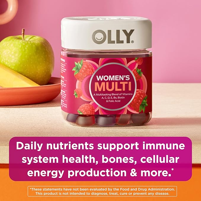 OLLY Women's Multivitamin Gummy, Vitamins A, D, C, E, Biotin, Folic Acid, Adult Chewable Vitamin, Berry Flavor, 45 Day Supply - 90 Count (Pack of 12)