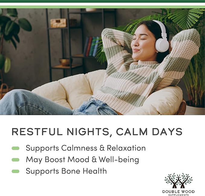 Double Wood Relaxation Duo - Magnesium Glycinate & Apigenin - Complementary Support for Sleep, Calm, and Daily Wellness - Vegan, Non-GMO, Gluten Free