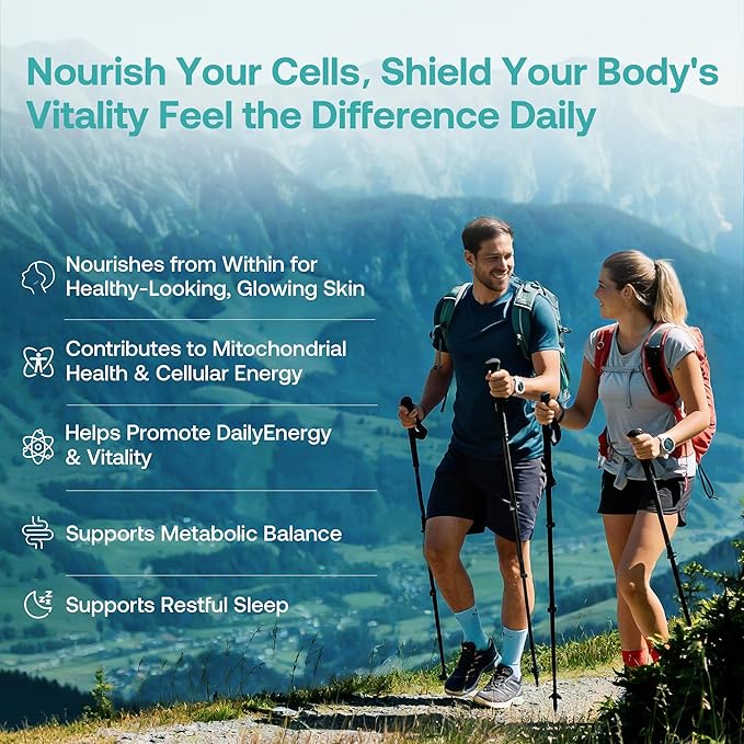 LAIFE L-Ergothioneine PLUS Supplement, Cellular Antioxidant Supplement for Energy, Skin, Vitality & Whole-Body Wellness with L-Ergothioneine, NR, Quercetin, Curcumin & Magnesium Glycinate, 60 Capsules