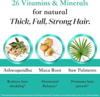 Women's Balance Hair Growth Supplements, Ages 45 and Up, Customer Proven for Visibly Thicker Hair and Scalp Coverage, Soy-Free, Made with 26 Ingredients including Beta Carotenes - 3 Month Supply