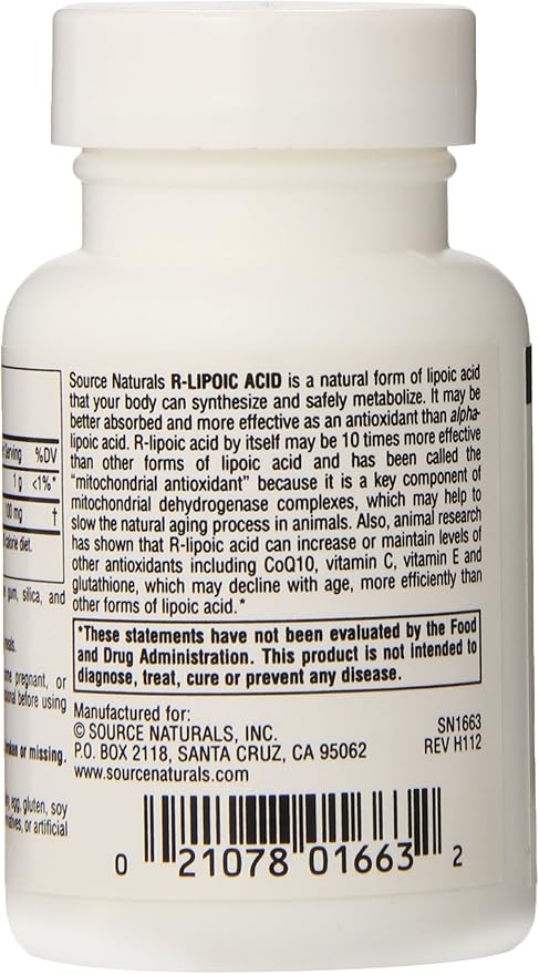 Source Naturals R-Lipoic Acid 100mg, 30 Tablets