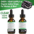 Iodine Liquid Drops Potassium Iodide - 1 Year Supply Pure Clear Organic Iodine Drops Supplement Plus Thyroid Support - Organic Potassium Iodide Liquid Supplement Tincture Thyroid Supplements 1 Fl Oz
