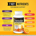 Airborne 1000mg Vitamin C + Zinc Immune Support Supplement Chewable Tablets, Citrus Flavor with Powerful Antioxidants Vitamins A C & E, 116 Chewable Tablets (2 Pack)