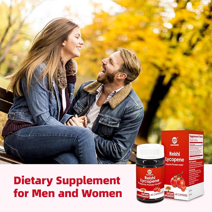 Lycopene Supplement for Men 100mg, Lycopene Capsule with 200mg Reishi Mushroom for Overall Health, 2 Month Supply, Non-GMO & Gluten Free, Vegan, 60 Rapid Release Capsules