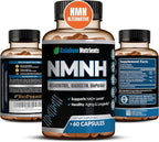 NMNH Supplement (NMN Alternative) NAD Booster for Anti-Aging, Cellular Energy & Nice Skin- Dihydronicotinamide mononucleotide, Resveratrol, Quercetin & BioPerine® for Max Absorption- 60 caps