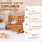 LeafLea 40 Cinnamon Tea Bags, 100% Natural Ground Cinnamon Stick Herbal Tea, Spiced and Warming Flavor for Relaxation, Caffeine-Free, Sugar-Free, Non-GMO, Vegan