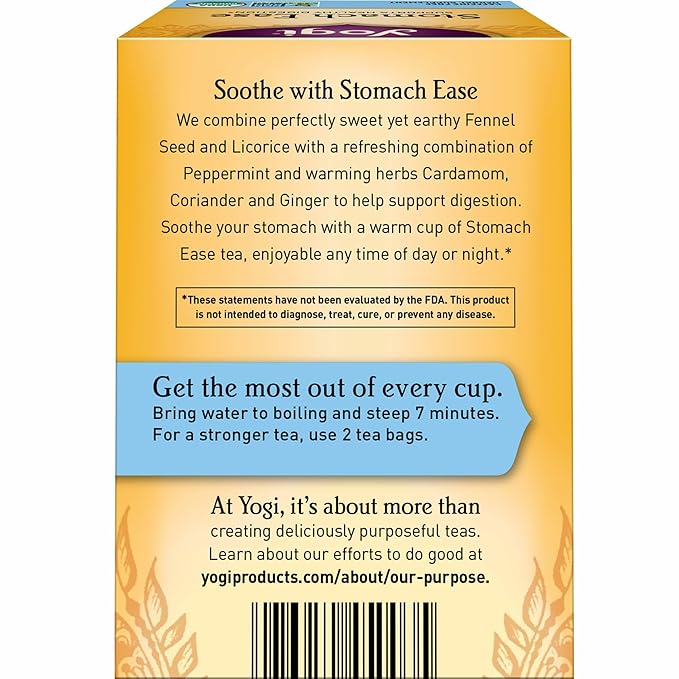 Yogi Tea Stomach Ease - 16 Bags per Pack (4 Packs) - Digestive Tea to Help Soothe & Calm the Stomach - Includes Licorice, Fennel, Ginger, Peppermint & More
