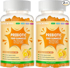 Prebiotic Fiber Gummies for Adults, 7G Extra Strength, Zero Sugar Added, 90 Pectin Based Gummies, Digestive Health -Orange-2pack