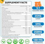 Sugar Free Lutein Gummies 25mg, Lutein and Zeaxanthin Supplements for Eye Health, 13-in-1 Eye Care Formula with Omega-3 Saffron&Vitamins-Vision Health, Eye Strain, Dry Eyes, Vegan Orange Flavor 60 Cts