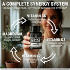 Vitamin D3 K2 with Magnesium Glycinate with Vitamin B6 for Enhanced Absorption | Magnesium 1500mg | D3 10,000 IU | K2 (MK7) 200mcg | Vitamin B6 10mg | Immunity | Heart & Nerve Support | Vegan, Non-GMO