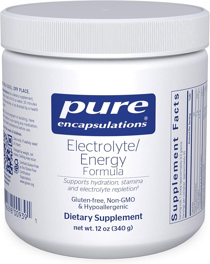 Pure Encapsulations - Electrolyte / Energy Formula - Hypoallergenic Supplement to Support Physical and Mental Stamina* - 340 Grams