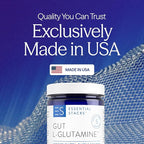 Essential Stacks Gut L-Glutamine Powder - Exclusively Made in USA - Pure L Glutamine Powder for Gut Health (60 Servings, Unflavored)