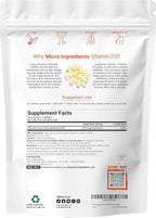 Micro Ingredients Vitamin D3 5,000 IU, 500 Softgels | Virgin Coconut Oil | Cholecalciferol Form | Bone, Immune & Heart Support | Easy to Swallow, Non-GMO