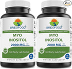 Brieofood Myo Inositol 2000 mg per Serving - 60 Tablets - 3rd Party Lab Tested (Pack of 2)