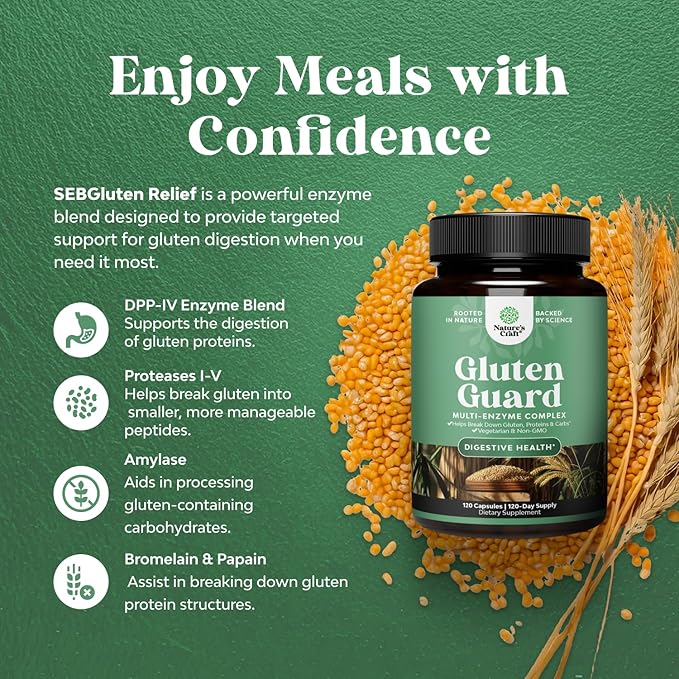 Fast Acting Gluten Digestive Enzymes for Intolerance - Gluten Digestive Enzymes for Women & Men for Debloat with DPP IV Blend Plus Lipase Amylase Bromelain for Gut Health & Digestion Support - 120 Ct