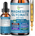 Pure Magnesium Glycinate Drops | High Absorption Liquid Magnesium Glycinate 400mg Support Sleep,Nerve & Bone Health | Magnesium Bisglycinate Chelate for Women & Men | Vegan,Non-GMO,Fast-Acting Formula