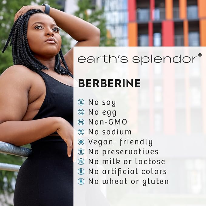 Earth's Splendor Berberine 500mg Capsules, Supports Metabolism (120ct Bottle, 2 Month Supply) Non-GMO, Vegan-Friendly