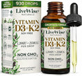 Vitamin D3 K2 Drops for Adults - 930 Drops, Ultra Concentrated Formulation, Fast Absorption 1208 IU Vitamin D3, 25 MCG (MK-7) - Micro-Dosing Dropper for Calcium & Bone Support