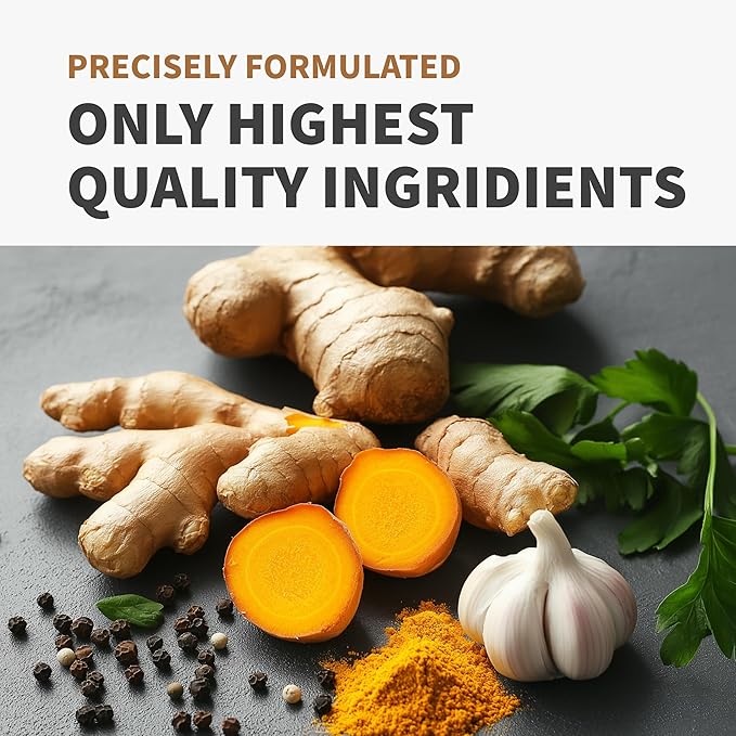 4-in-1 Turmeric Joint Support Supplements with Garlic and BioPerine - 2360 mg High Potency Herbal Blend for Mobility, Everyday Flexibility, Digestive Comfort, Active Aging Support (120ct, Pack of 2)