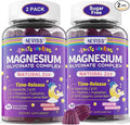 Magnesium Glycinate Gummies for Adults & Kids 4+, Sugar Free Magnesium Bisglycinate Supplement 400/200mg with B6D3, 5HTP, L-Theanine for Sleep & Relaxation, Brain, Muscle, Melatonin Free Gummies,2Pack