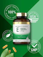 Carlyle Vitamin E 1000 IU Softgels | with Mixed Tocopherols | 120 Pills | Naturally Sourced Supplement | Non-GMO and Gluten Free Formula