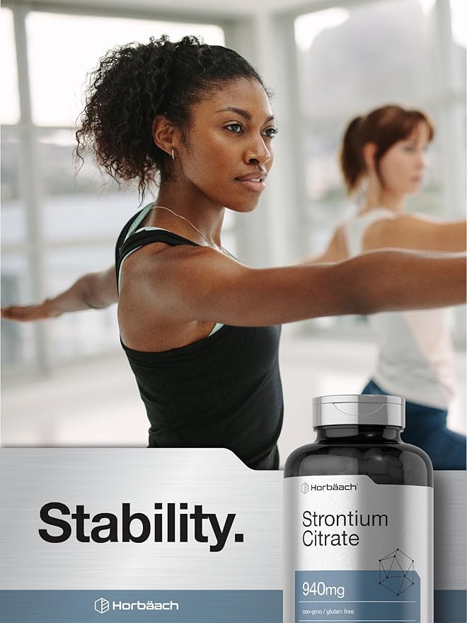 Horbäach Strontium Citrate 940 mg | 180 Capsules | Non-GMO & Gluten Free Supplement