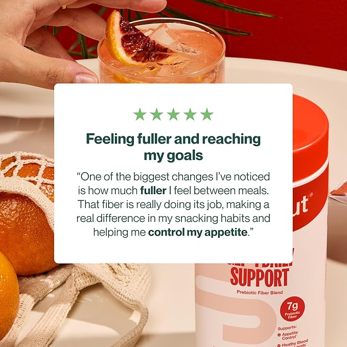 Supergut GLP1 Daily Support, Blood Orange - High Fiber GLP-1 Supplement Powder for Women & Men - Sugar-Free Drink Mix for Gut Health & Digestive Support (18 Servings)