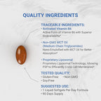 Naturalis Liposomal P-5-P 50mg Activated Vitamin B6 Nano-Emulsified in MCT Oil for Better Absorption | Non-GMO and Soy Free | Support Energy Metabolism and Neurological Function | 90 Softgels