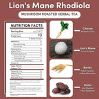 Teeccino Lion’s Mane Rhodiola Tea - Rose - 25 TeaBags Caffeine-Free Mushroom Adaptogenic Herbal Tea, 3x More Herbs than Regular Tea Bags, Lightly Sweet from Dates & Figs, Chicory Prebiotic - (Pack of 3)