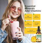 Liquid Iron Supplement for Women Men & Kids Multivitamin Iron Drops with Folate, Vitamin C, B6, B12, Zinc for Anemia, Iron Deficiency, Blood Builder, Energy - Natural Pineapple Flavor, Vegan 2 Fl Oz
