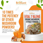 Ellie's Best 7 Mushroom Powder Extract Organic Blend - Reishi, Lion's Mane, Chaga, Turkey Tail, Cordyceps, Maitake & Shiitake - Double Extracted - Pure No Fillers - 8oz / 228 1g Servings……