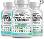 Q Defend Quercetin Supplement with Zinc Vitamin C Vitamin D Elderberry Turmeric Black Pepper Garlic Ginger Sea Moss Lysine Stinging Nettle Reishi Immune Support 60 Capsules Pack of 3 by Clean Nutra
