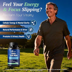 NAD+ Supplements for Men with Saw Palmetto | All-in-One Cellular Energy, Prostate Support & Nitric Oxide Supplement with Resveratrol, L-Arginine | Non-GMO, 120 Capsules