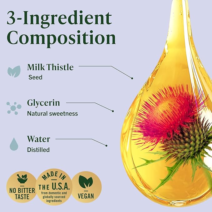 HERBAMAMA Milk Thistle Supplement - Vegan Liver Support with Milk Thistle Extract Tincture - Non-GMO, Alcohol & Sugar-Free Liquid Silymarin Liver Detox Drops, 56-Day Supply