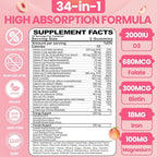 Organic Women's Multivitamin Gummies: Vegan Vitamin Supplement with Iron B12 D3 Biotin Magnesium Plus Ashwagandha for Hair Skin Health Boost Energy - Sugar Free Methylated Gummy(120Count)