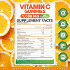 Vitamin C Gummies 1000mg – Chewable Multivitamin for Adults & Kids with Zinc for Immune & Collagen Support – Maximum Strength, Natural Orange Flavor – Gluten Free, Non-GMO, Vegetarian – 60 Gummies