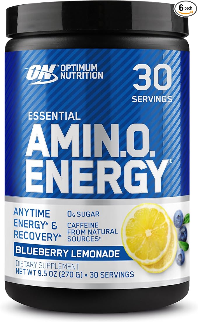 Optimum Nutrition Amino Energy - Pre Workout with Green Tea, BCAA, Amino Acids, Keto Friendly, Green Coffee Extract, Energy Powder - Blueberry Lemonade, 30 Servings (Packaging May Vary) (Pack of 6)