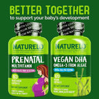NATURELO Prenatal Multivitamin with Gentle Chelated Iron, Methyl Folate, Plant Calcium & Choline - Vegan, Vegetarian - Non-GMO - Gluten Free - 180 Capsules - 4 Month Supply (Pack of 2)