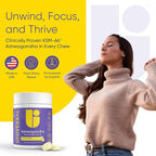 Universal U Calm + Focus Ashwagandha Chews – KSM-66® 300 mg Clinically Studied Extract for Stress Relief, Mood Balance & Calm Energy – Lemon Flavor – 60 Chews