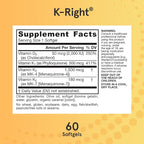 Jarrow Formulas K-Right - Vitamin K-Complex (K1, MK-4, MK-7, D3) - 60 Servings (Softgels) - Dietary Supplement for Bone & Cardiovascular Health Support - Vitamin K2 MK-7 - Gluten Free