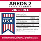 Viteyes AREDS 2 Zinc Free Macular Support, Natural Allergen Free Capsules with Vitamin E, Vitamin C, Lutein & Zeaxanthin, No Zinc, No Copper, Eye Doctor Trusted, Manufactured in the USA, 180 Ct