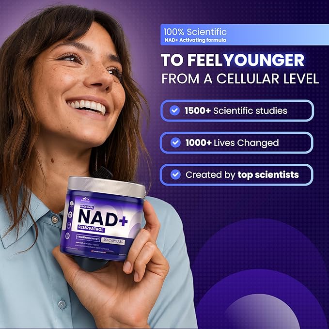 PHM NAD Resveratrol Supplement - 10,000mg Extra Strength | NAD+ Liposomal Supplements for Men and Women | NMN & NMNH Alternative | 90 Capsules, 1.5 Months Supply