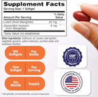 Lutein 20mg with Zeaxanthin 4mg 180 Softgels | Trans-Isomer Marigold Extract in Nature Identical 5:1 Ratio | Supports Healthy Eye, Skin and Brain | Non-GMO Soy & Gluten Free | by Health Thru Nutrition