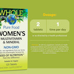 Natural Factors Whole Earth & Sea Women's Multivitamin & Mineral - Daily Whole Food Supplement with Iron, Vitamin C & More - Vegan, Non-GMO & Gluten-Free - 120 Tablets (60 Servings)