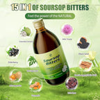 Soursop Bitters Liquid for Digestive Health,Gut Detox&Cleanse,Antioxidant,Immune Support,Skin Health-Pure 15 Herb Guanabana Tea with Black Seed,Moringa & Turmeric,98% High Absorption,Non-GMO 16 fl oz