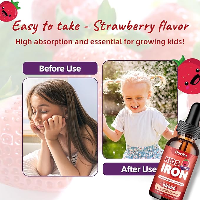 2 Pack Liquid Iron Supplement for Kids & Women Men - with Magnesium, Zinc & Kids Multivitamin Iron Drops - Immune, Blood Builder & Energy Support for Iron Deficiency, Anemia