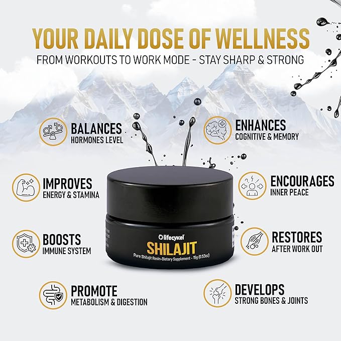Lifecykel Pure Shilajit Resin – 15g | Wild-Harvested, Mineral-Rich Shilajit Supplement for Strength | Third-Party Tested, Premium Quality | Natural Flavouring